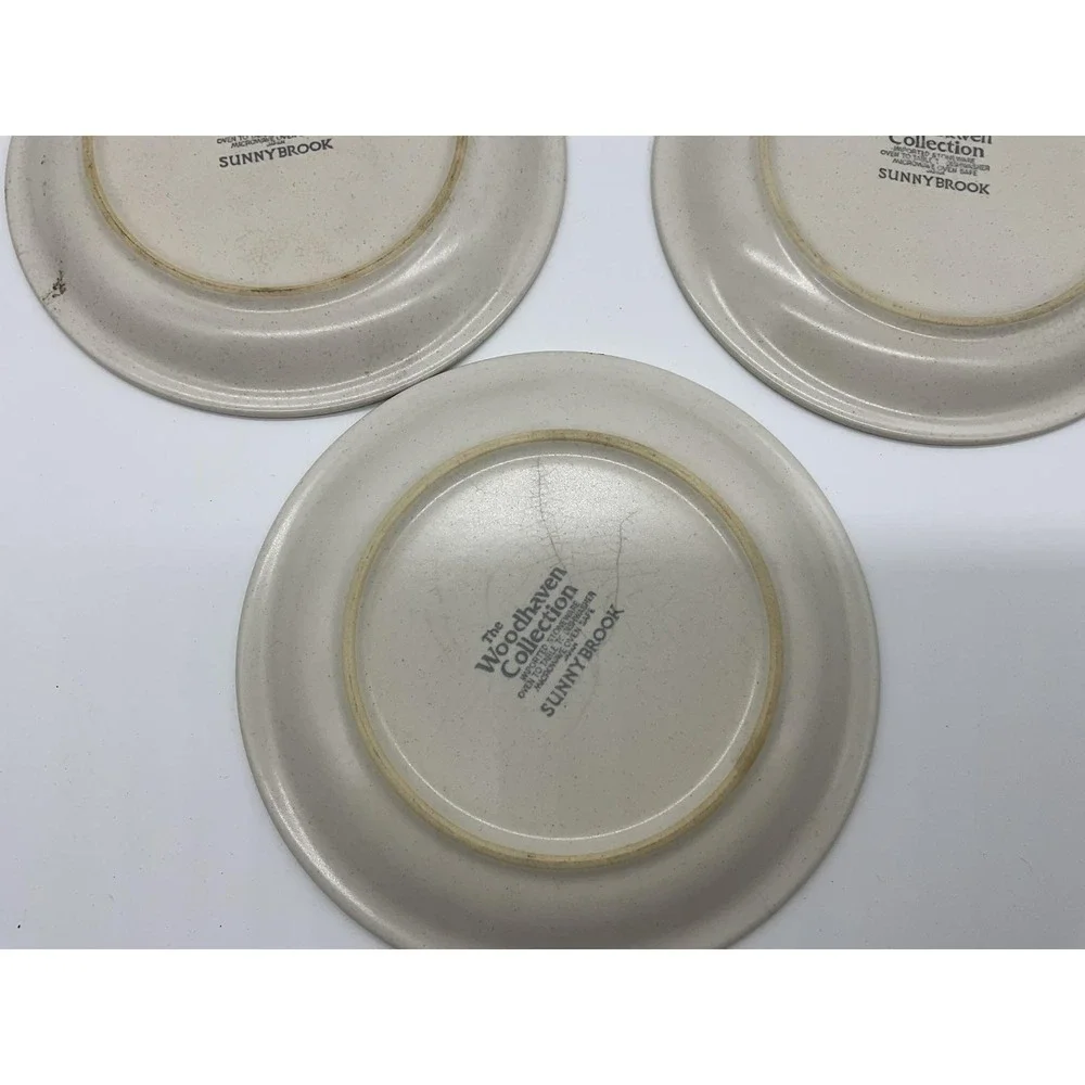 Vintage Woodhaven Collection Sunnybrook Bread Plates Set Of 5 Floral Stoneware
